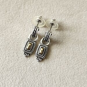 Brighton Two-Tone Silver and Gold Rectangular Drop Earrings